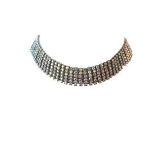 Vtge Aurora Crystal Choker 6 rows Flashed All Kinds Of Color.Kneck Size 15"